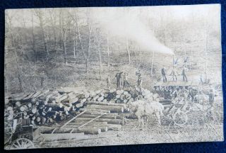 Vtg 1900s Rppc Real Photo Postcard Gentry Arkansas Logging Lumber Mill Sawmill