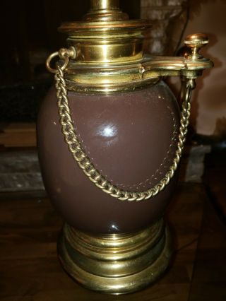 1 Vintage Stiffel Heavy Brass & Glass Barrel And Chain Table Lamp