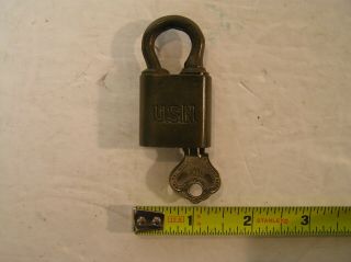 Vintage U.  S.  Navy Lock With Key,  Brass