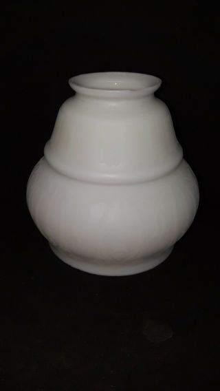 Vintage White Milk Glass / White Satin Etched Lamp Shade 2 1/4 Inch Fitter