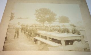 Rare Antique Spanish American War Soldiers At Camp Eating Ohio Cabinet Photo