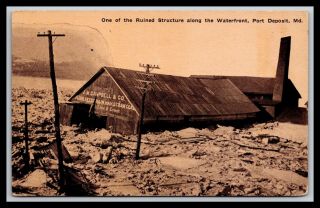 Port Deposit Maryland Ruined Structure,  Campbell Hay Straw Coal Co Postcard