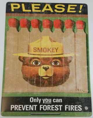 Smokey Bear Only You Can Prevent Forest Fires Heavy Duty Metal Advertising Sign