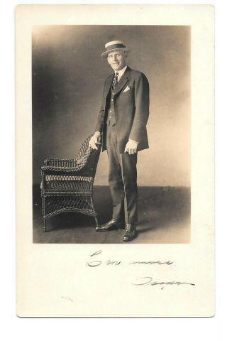 Vintage Postcard Rppc Man In Suit & Hat Dated 1923 Artura Stampbox