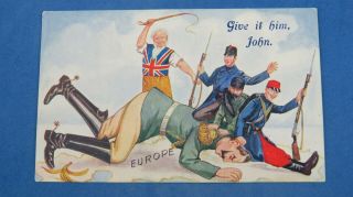 Ww1 Military Comic Postcard 1914 1918 Anti Kaiser John Bull Belgium Banana Skin