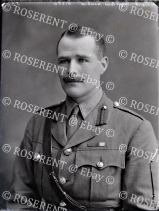 1918 Staff Officer - Major Burt - Marshall 1 Glass Negative 22 By 16cm