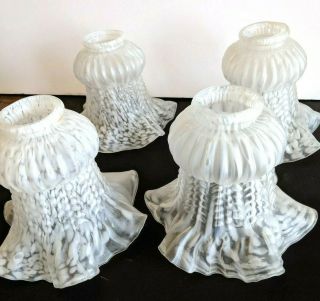 4 Vintage Glass Lamp Shades,  Chandelier,  Light Fixtures,  Art Deco Lovely Shades