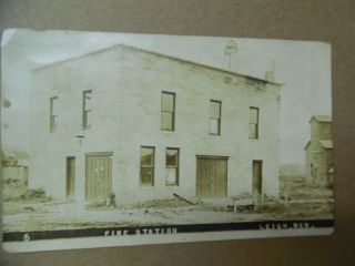 1909 Leigh Nebraska Fire Station Real Photo Postcard Antique Rppc