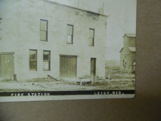 1909 Leigh Nebraska Fire Station Real Photo Postcard Antique RPPC 3