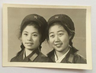 Two China Pla Woman Soldiers Vintage Chinese Photo 1960/70s