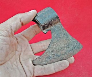 Vintage Old HAND FORGED WROUGHT Iron Axe Hatchet wood cutter Tool Axes Head J3 3