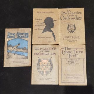 5 Vintage Boy Scouts Of America Service Library Books 1927 - 31