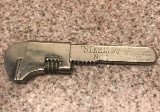 Antique Frank Mossberg " Sterling " Adjustable 5 " Bicycle Wrench (early No.  1)