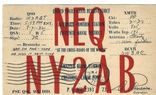 Qsl 1932 Ny2ab Panama Canal Zone Radio Card