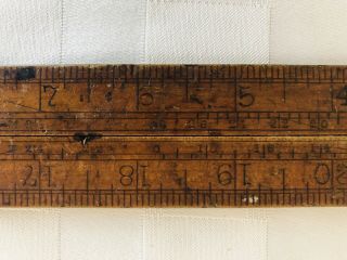 Antique Wood And Brass Folding 24 Inch Ruler - No.  46 - Caliper - Early 1900’s