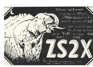 Qsl 1935 South Africa Elephant Radio Card
