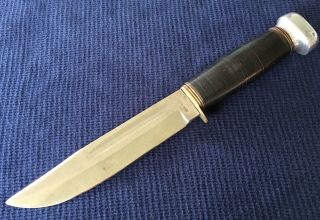 Vintage Blue Steel 978 - 16 - L (kinfolks??) Lrg Fixed Blade Hunting Knife G - Vg Nr