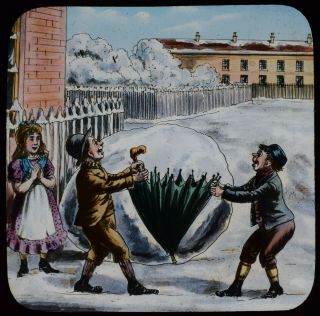 Magic Lantern Slide Ally Sloper No8 C1890 Victorian Tale Children In Snow