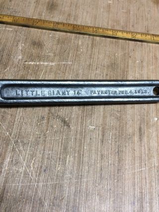 Vintage Greenfield Tap And Die Little Giant 14” Pipe Wrench Pat.  Feb 4,  1913 4