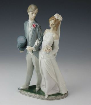 Retired Lladro Spain Matrimony 1404 Wedding Couple Signed Porcelain Figurine