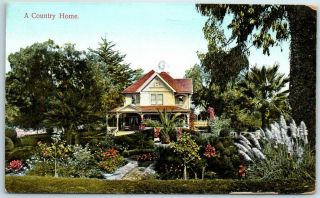 Vintage California Postcard " A Country Home " House / Garden View Rieder 1911
