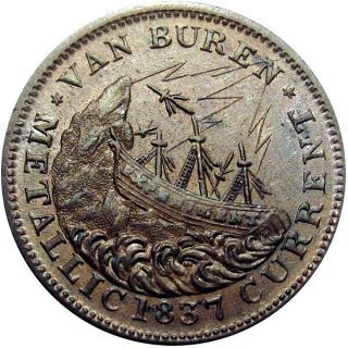 1838 Anti Martin Van Buren Pro Webster Political Hard Times Token Shipwreck Ht20