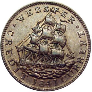 1838 Anti Martin Van Buren Pro Webster Political Hard Times Token Shipwreck HT20 2