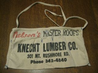 Vintage Knecht Lumber Co.  301 Mt.  Rushmore Rd.  Lumber Yard Nail Apron