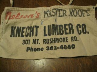 Vintage Knecht Lumber Co.  301 Mt.  Rushmore Rd.  Lumber Yard Nail Apron 3