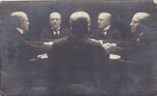 1921 Shaved Head Man In Magic Mirror Reflections Russian Antique Photo Gay Int