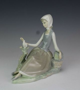 Retired Lladro Spain Shepherdess W Dove 4660 Hand Painted Porcelain Figurine Jef