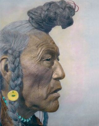 Bear Bull 1926 Blackfoot Native American Indian 11x14 " Hand Color Tinted Photo
