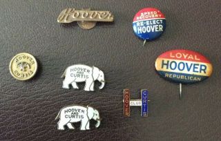 Vintage Political Hoover Curtis Pin Back Pins Buttons 7