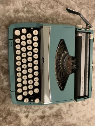 Vintage Smith Corona Corsair Deluxe Portable Typewriter Teal Made In England 2