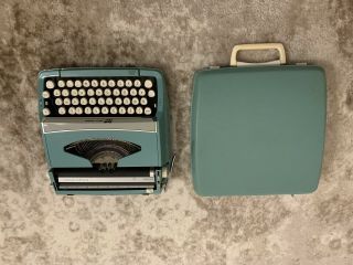 Vintage Smith Corona Corsair Deluxe Portable Typewriter Teal Made In England 8