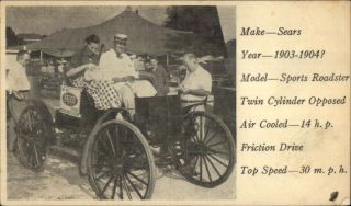 Felco Feed Adv - Sears 1903 - 04 Sport Roadster Car - C1930s - 50s Postcard