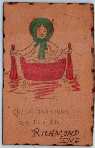 1906 Richmond,  Indiana Leather Postcard " The Widow 