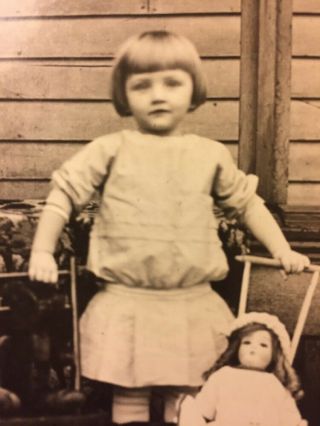 vintage Postcard Photo Little Girl &baby Doll In Stroller 3
