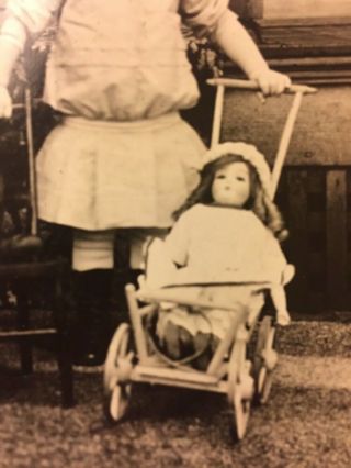 vintage Postcard Photo Little Girl &baby Doll In Stroller 4