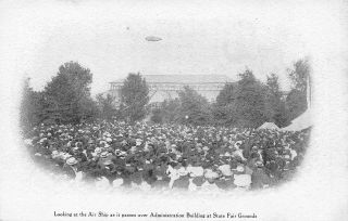 Columbus Ohio Dispatch Fairgrounds Crowd Watches Airship Dirigible Blimp 1905