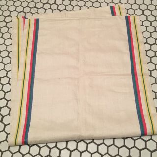 Vtg Cotton/linen Kitchen Dish Towel Fabric W/ Stripes