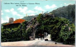St Helena Postcard " California Wine Industry Entrance To Greystone Winery " 1910s