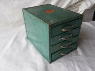 Usa Vintage Wards Master Quality Small Shelf Top Metal Storage Cabinet 4 Drawer