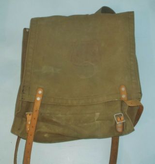 Vintage Us Forest Service Green Canvas Back Pack Leather Straps Dept Of Agr
