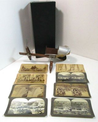Antique Underwood & Underwood Stereoscope Victorian Viewmaster W/ Picture Cards