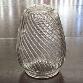 Vtg Art Deco Clear Glass Swirl Ceiling Or Porch Light Lamp Globe Shade 6 " Tall