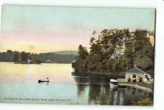 Hudson York Ny Postcard 1907 - 1915 Electric Park Sunset On The Lake