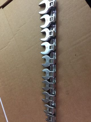 Crowfoot Wrench Set Metric 3/8” Drive 10 Pc Set With Bar 10mm Thru 24 Mm
