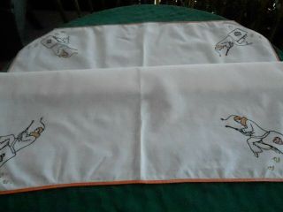 Card Table Cover,  Tablecloth With Orange Trim & Fabulous Embroidery,  Circa1930