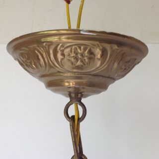 Antique brass hanging ceiling pendant light reverse painted scenic lamp shade 2 2